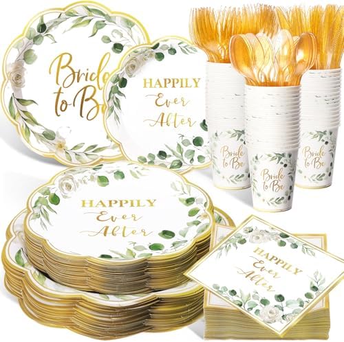 Pickmesh 400 Pcs Sage Green Bridal Shower Party Supplies Plates Serve 50 by Pickmesh