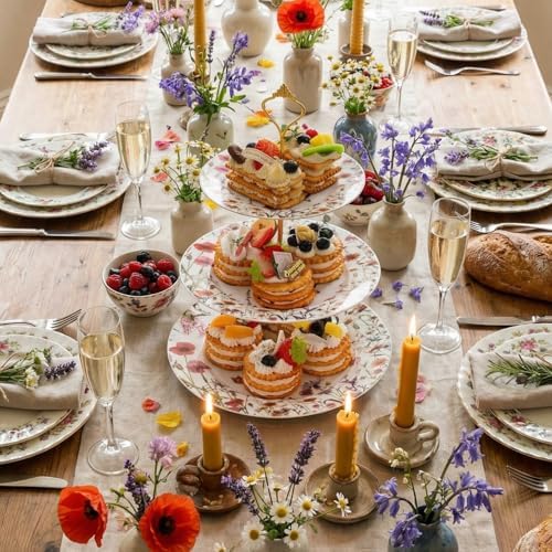 Lallisa Wildflower 3 Tier Ceramic Dessert Stand for Cupcakes - Image 5