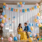 20x10FT Backdrop Curtains with Rod Pockets - Wrinkle Free Photo Stage Backdrop 4 Panels Curtains Drapes for Photography Wedding Party Baby Shower Decorations (White) - Image 3