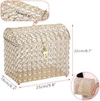 ELLDOO Crystal Wedding Card Box with Heart Lock, Money Card Box Treasure Chest Style Gold Gift for Wedding Receptions Centerpiece Decor Anniversary Keepsake Gift Display Csae, Medium - Image 2