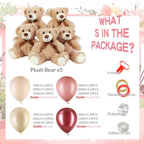 Bear Baby Shower Decorations, 185 Balloon Kit,Dusty Pink, Rose Gold, Peach - Image 3