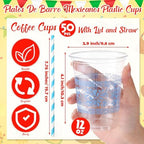 Jingmore 50 Pack 12 oz Cielito Lindo Plastic Cups, Classic, Lake Blue - Image 2