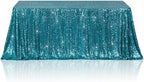 Poise3EHome Teal Sequin Tablecloth 60×120 Inch Rectangle Sparkly Fabric Table Cloth for Baby Shower Birthday Party Wedding Christmas Holiday Decoration by Poise3EHome