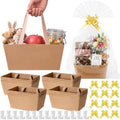 Funnymoom 24 Pcs Wedding Basket for Gifts Empty Brown Gift Basket Empty to Fill with Handle, Transparent Bag and Bow for Wedding Party Favor Supplies, 9.8 x 6.5 x 4.3'' by Funnymoom