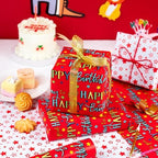 WRAPAHOLIC Jumbo Reversible Birthday Wrapping Paper - 30 Inch x 100 Feet Jumbo Roll - Red Happy Bday to you Lettering and Stars Design for Birthday, Baby Shower - Image 4