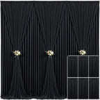 6 Panels Black Backdrop Curtain for Parties Wrinkle Free Black Photo Curtains Backdrop Drapes Fabric Decoration for Birthday Party Wedding 30ft(W) x 10ft(H) by Tao-GePartyDecorations