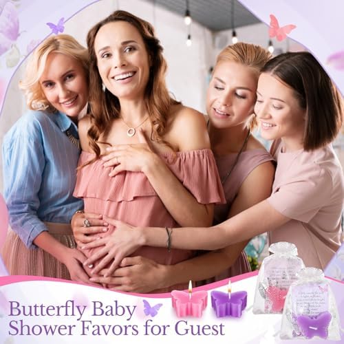 MTLEE 50 Sets Butterfly Candle Baby Shower Favors for Guests, Pink,Purple - Image 6