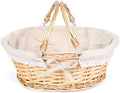 MEIEM Wicker Gift Baskets Empty Oval Willow Woven Picnic Cheap Easter Candy Storage Wine Basket with Handle Egg Gathering Wedding Basket (Natural) by MEIEM