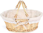 MEIEM Wicker Gift Baskets Empty Oval Willow Woven Picnic Cheap Easter Candy Storage Wine Basket with Handle Egg Gathering Wedding Basket (Natural) by MEIEM