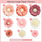 Alecono 9 Pcs Giant Paper Flowers Decorations for Wall (24", 20", 14") - Image 4