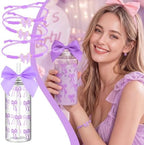 Yungyan Purple 36 Pcs Bow Plastic Cups with Lids and Straws Coquette Bow Bracelets Clear Reusable Soda Bar Party Drinking Cups for Dance Ballet Wedding Baby Shower Birthday Party Supplies - Image 4