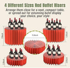 4 Pack Buffet Risers Food Risers for Buffet Table Acrylic Risers Display Stands Tall Cake Stands Cylinder Stands for Party Pedestal Cake Stand Dessert Table Display Set Cupcake Stands Cupcake Display (red, 4) - Image 2