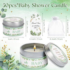 50Set Baby Shower Candle Party Favors Leaf Lavender Scented Candles Bulk Favors for Guests Girl Boy Baby Shower Gender Reveal Party Gifts - Image 2