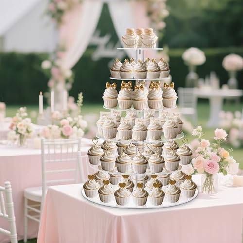 6 Tier Large Cupcake Stand, Tiered Acrylic Cupcake Holder for 80 Cupcakes - Image 2