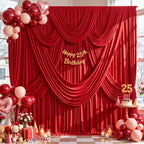 20ft x 10ft Red Backdrop Curtains, 4 Panels Red Drapes for Backdrop by LittleFunny