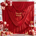 40ft x 10ft Red Backdrop Curtains, 8 Panels Red Drapes for Backdrop by LittleFunny