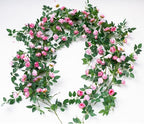 4PCS x 6FT Rose Garland Artificial Flower Vine for Home Decor, Pink - Image 3