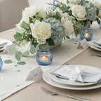 24 Pcs Blue Votive Candle Holders for Bridal Shower Decorations- Floral Style Dusty Blue Candle Holder for Wedding Table Centerpieces, Baby Shower Decor - Image 3
