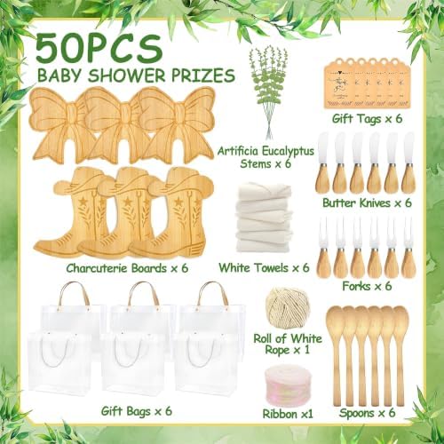 50Pcs Boots or Bows Gender Reveal Decor Western Baby Shower Prizes for Game - Image 4