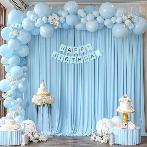 20x10ft Blue Backdrop Curtains for Wedding Parties Wrinkle Free Blue Curtain Photo Backdrop Drapes for Photography Birthday Baby Shower Soft Fabric Party Backgournd for Photoshoot 5x10ft, 4 Panels - Image 7