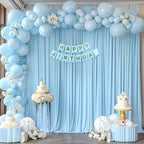 10x10ft Blue Backdrop Curtains for Baby Shower, Wrinkle Free Blue Curtains Photo Backdrop Drapes for Photography Weddings Birthday Soft Fabric Party Backgournd for Photoshoot 5x10ft, 2 Panels - Image 7