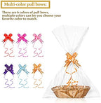 Jetec 12 Pcs Empty Gift Baskets Woven with Bows and Clear Bags,Beige - Image 5