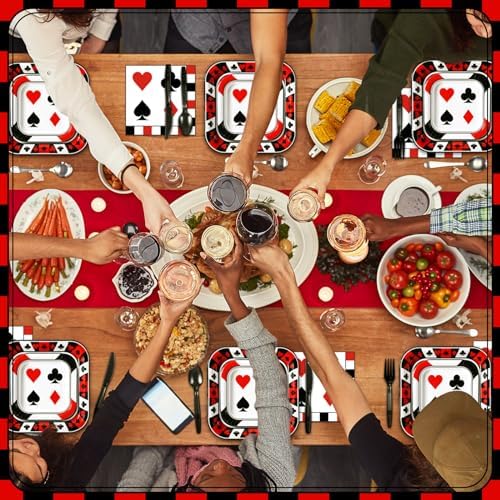 350 Pcs Casino Paper Plates and Napkins Set Disposable Serve 50 - Image 4