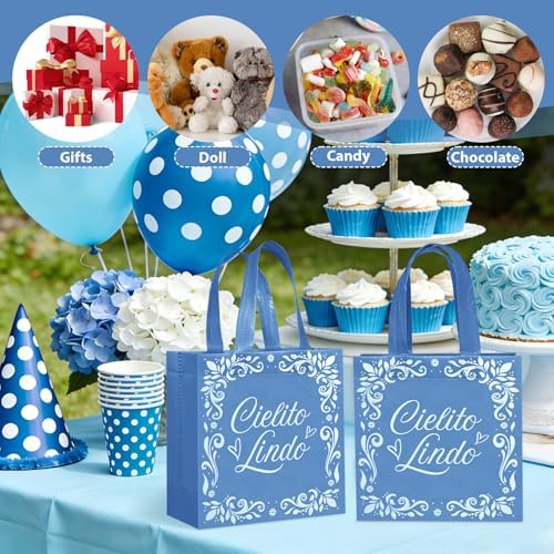 50 Pcs Cielito Lindo Party Favor Bags Reusable Blue Mexican Gift Bags Non Woven Platos De Barro Mexicanos Candy Bag Cinco De Mayo Goodie Bags with Handles for Fiesta Mexican Baby Shower Party Favors - Image 5