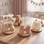 Jiuguva 6 Pcs Neutral Baby Shower Booties Decor, Beige, Khaki, Pink - Image 3