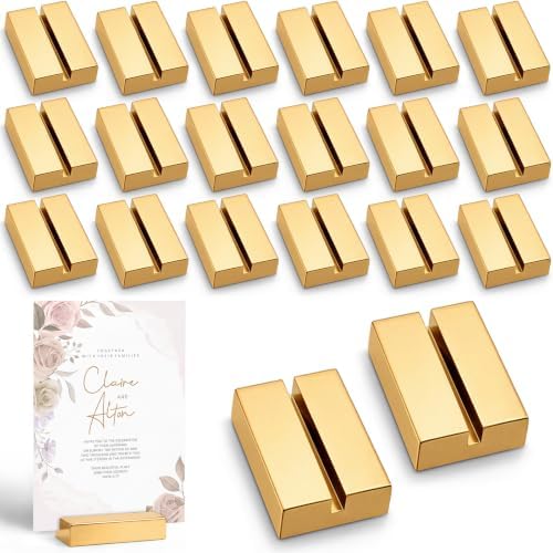 Vicenpal Table Number Holders Acrylic Stands, Rectangle, Gold, 20 Pcs by Vicenpal