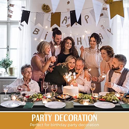 Breling 24 Pack Black and Silver Disposable Tablecloth and Table Runner Set - Image 6