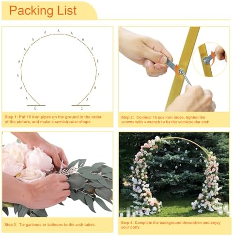 Chamvis Round Backdrop Stand, Balloon Garland Arch Backdrop Stand Metal Balloon Arch Stand Wedding Arch Photo Background: for Baby Shower Birthday Party Supplies Decorations - Image 5