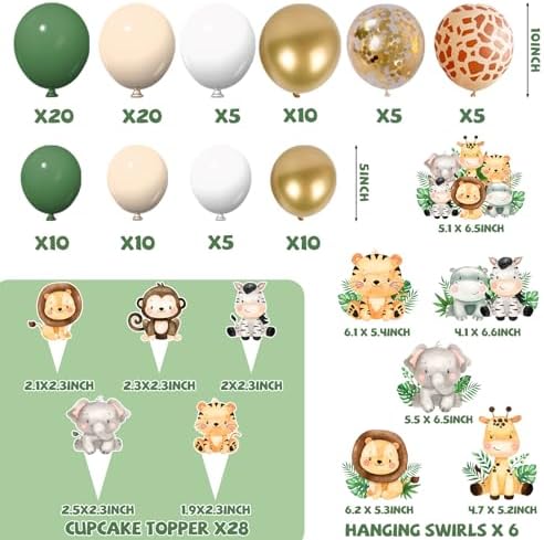 Safari Baby Shower Decorations,262pcs Wild Birthday Decorations Jungle Baby Shower Decorations Plates and Napkin Cups Backdrop Banner Tablecloth Balloons Garland Boxes,Serves 20 - Image 7