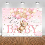 Bear Baby Shower Backdrop We Can Bearly Wait Party Decorations Background for Girl Bear Theme Baby Shower Banner Photo Booth Prop (Pink, 8x6ft) by Fitumiw