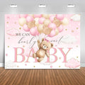 Bear Baby Shower Backdrop We Can Bearly Wait Party Decorations Background for Girl Bear Theme Baby Shower Banner Photo Booth Prop (Pink, 10x7ft) by Fitumiw