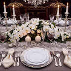 NOCCUR 175pcs Silver Plastic Plates - Silver Rim Plastic Tableware Include 25 Dinner/Dessert Plates, 25 Forks, 25 Knives, 25 Spoons for Wedding/Party - Image 2