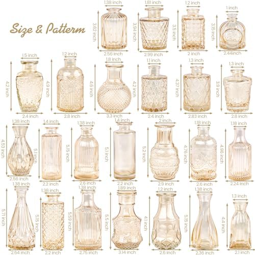 TBWIND 24pcs Amber Glass Bud Vases Set - Image 2