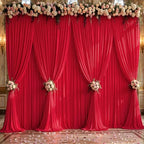 40x10ft Red Backdrop Curtain Panels for Parties - Wrinkle Free Polyester Photo Curtain Backdrop Wedding Back Drop Fabric Drapes for Party Decorations Background for Photography by WishCare