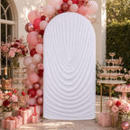 7.2FT White Arch Cover - Stretchy Fitted Arch Backdrop Cover for Round Top Chiara Backdrop Stand for Wedding Baby Shower Birthday Party Bridal Shower Decorations - Image 4