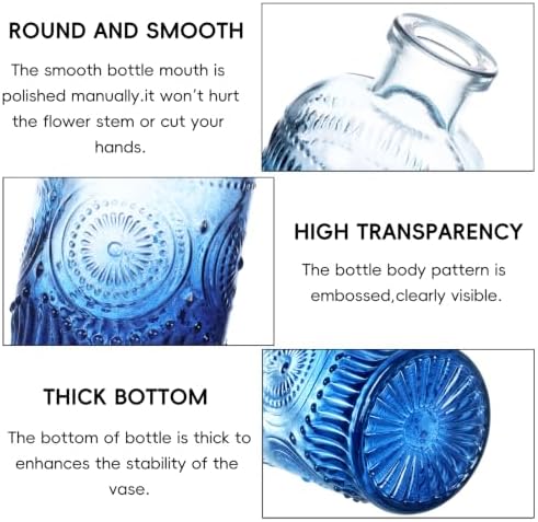 Fixwal Set of 18 Blue Bud Vases for Flowers, Vintage Clear Glass Vases Small Vases for Centerpieces for Home Table Decor Rustic Wedding Decorations - Image 3
