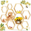 Gerrii Honey Comb Decorations 5 Size Wood Hexagon Shelves,Wood Color,10 Pcs by Gerrii