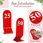 Remerry 50 Pcs Table Numbers 1-50 Acrylic Double Sided Number Cards for Restaurant Acrylic Tent Table Holders Tent Cards Wedding 2.36 x 6.3 Inch(Red) - Image 3