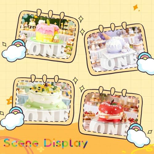 One Letters Birthday Cake Stand,12 Inch,White Round - Image 7