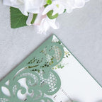 20Pcs Sage Green Laser Cut Wedding Invitation Cards With Envelopes - Image 6