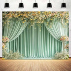 15X10FT Sage Green Backdrop Curtain for Wedding Pink Flower Floral Bridal Party Background Baby Shower Birthday Party Decorations Anniversary Ceremony Banner Photography Photo Booth Props - Image 4
