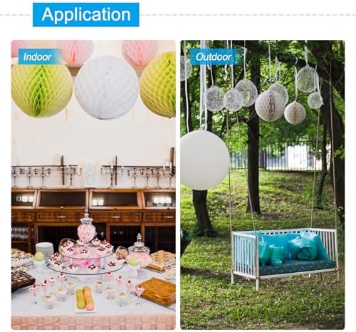 PATIKIL 10pcs 14" Honeycomb Balls Tissue Paper Pom Poms, Party Hanging Paper Honeycomb Balls Decoration for Birthday Wedding Home Backdrop Decor, Sky Blue - Image 6