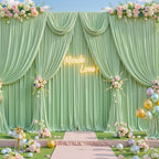 50x10ft Sage Green Backdrop Curtain for Parties Wrinkle Free Fabric Backdrop Curtain Birthday Party Photo Backdrop Drapes for Wedding Baby Shower Bridal Shower Photography Back Drop 10 Panels 5x10FT - Image 3