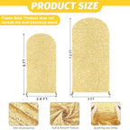 MODFUNS Gold Sequin Arch Cover Set of 2 Spandex Arch Cover 7.2&6ft Sparkly Wedding Arch Cover Fitted Wedding Arch Stand Covers Round Top Arch Covers Stretchy Backdrop for Birthday Party Reception - Image 3