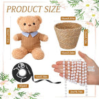 Shappy 6 Sets Bear Centerpieces for Baby Shower Wedding Bridal Decorations Party Table Centerpieces with Bears Straw Baskets Ribbon Pearl Chains for Birthday Gender Reveal Party Decoration Gifts - Image 5