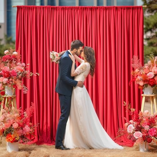 16x10FT Red Backdrop Curtains for Wedding Parties, Wrinkle Free Polyester Photography Backdrop Drapes for Wedding Baby Shower Birthday Parties Stage Background Stand Decorations 4x10ft,4 Panels - Image 4